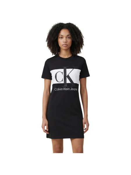 Oblekové džínsové šaty Calvin Klein čierna