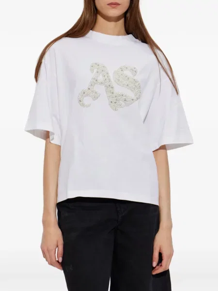 Tricou Allsaints cu perle alb