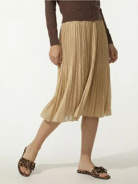 Плісирована міді-спідниця бежевий