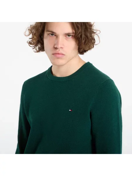 Пуловер Tommy Hilfiger черно от лека материя зелено