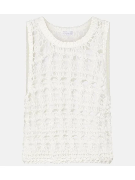 Vestă Brunello Cucinelli tricotate alb