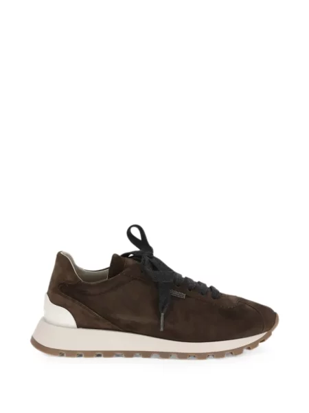 Sneakerși Brunello Cucinelli cu șireturi din dantelă maro