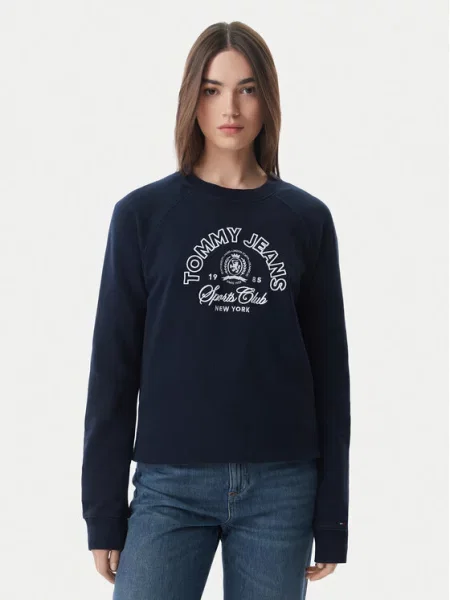 Tommy Jeans Mikina HERITAGE námornícka modrá biela