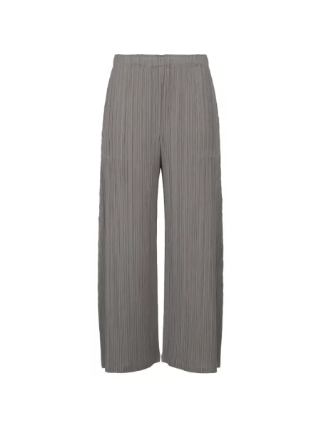 Pantaloni Pleats Please Issey Miyake plisate cu picior lat gri