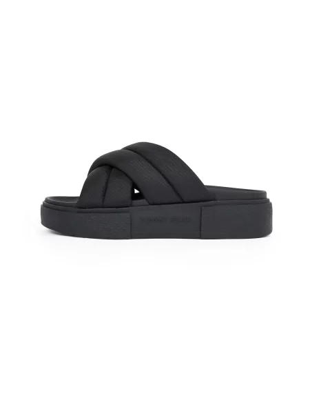 Tommy Jeans papuci FLATFORM SANDAL femei cu platforma negru