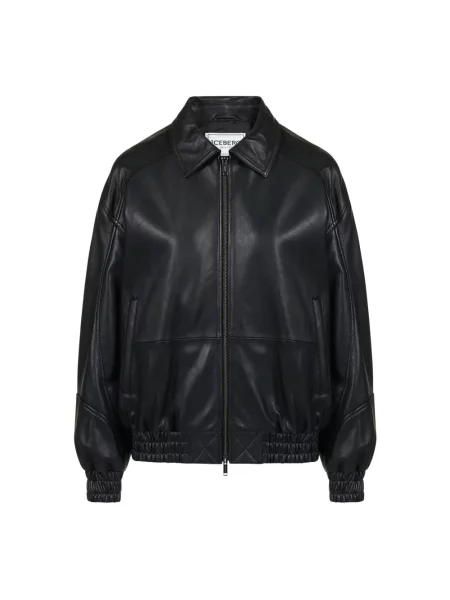 Krótka kurtka skórzana Iceberg czarna