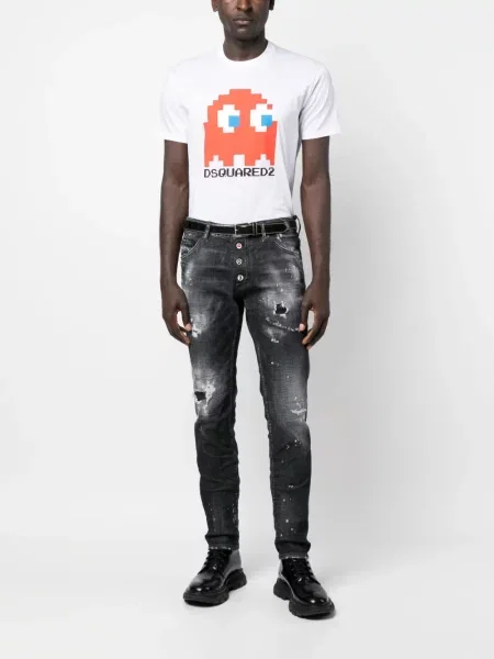 Raštuotas marškinėliai Dsquared2 balta