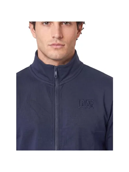 Mikina na zips Leone 1947 s vysokým golierom s autogramom modrá