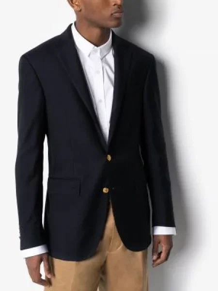 Keprové jednořadé sako Polo Ralph Lauren modré