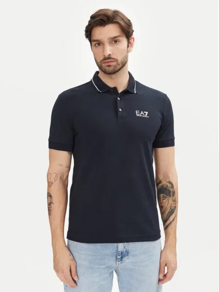 Emporio Armani Tricou polo PJVUZ Bleumarin alb