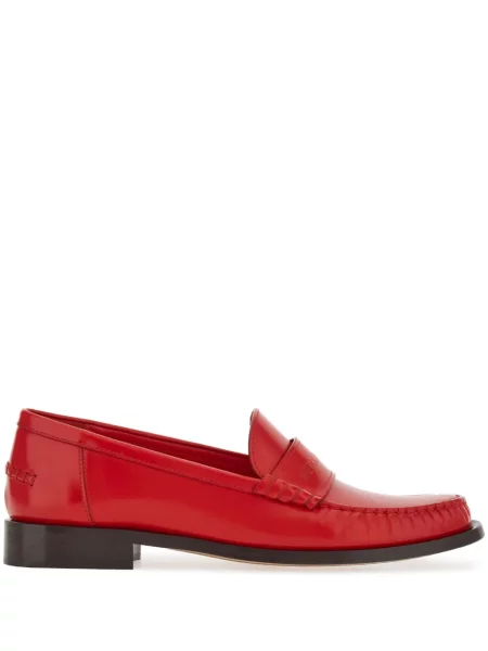 Pantofi loafer Ferragamo din piele cu autograf roșu