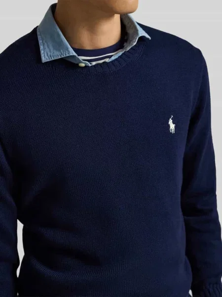 Sweter o kroju relaxed fit z czystej bawełny Polo Ralph Lauren granatowy