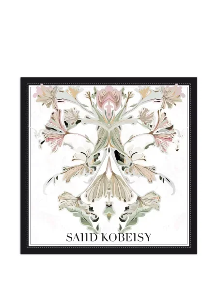 Fular Saiid Kobeisy cu model floral alb