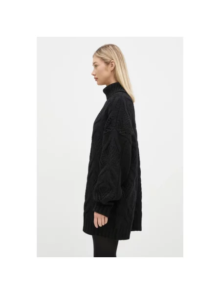 Lniany sweter z golfem Sportmax czarny