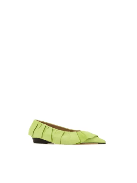 Balerinki Jw Anderson skórzane z falbankami zielone