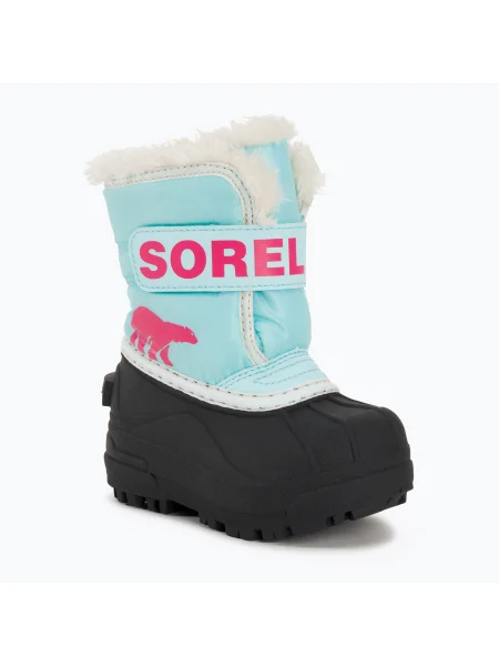 Детски ботуши за сняг Sorel Snow Commander ocean surf/cactus pink синьо