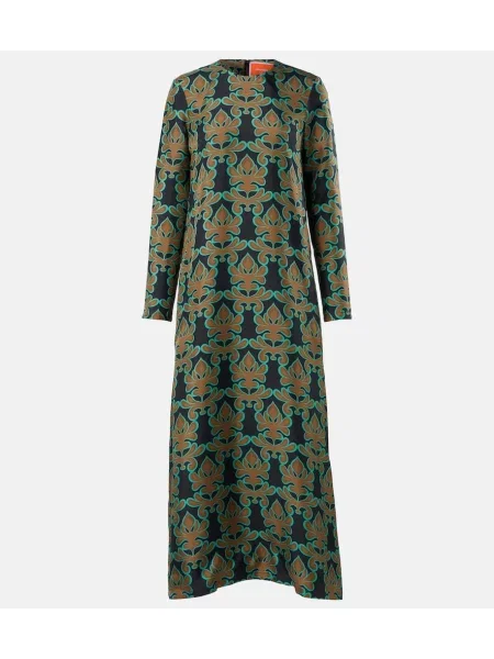 Jedwabna sukienka midi La Doublej z nadrukiem do kolan