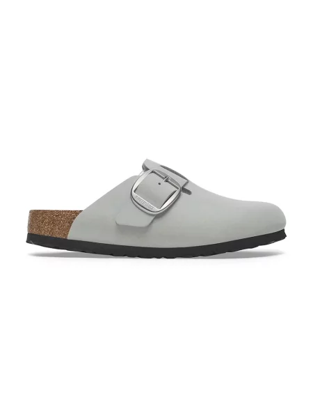 Klapki Birkenstock skórzane na sprzączkę zielone