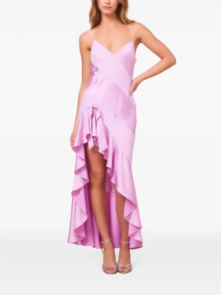 Rochie Loveshackfancy cu volane asimetrică roz