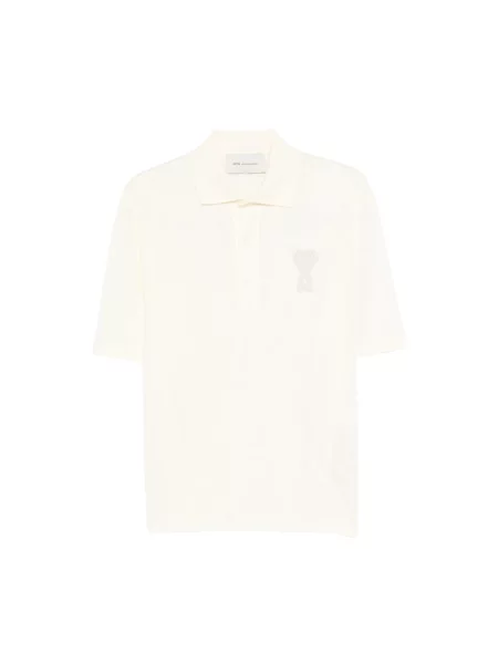 Dzianinowe polo Ami Paris beżowe