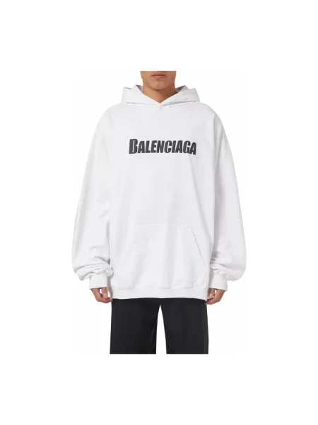Lniana bluza z kapturem Balenciaga z kapturem biała