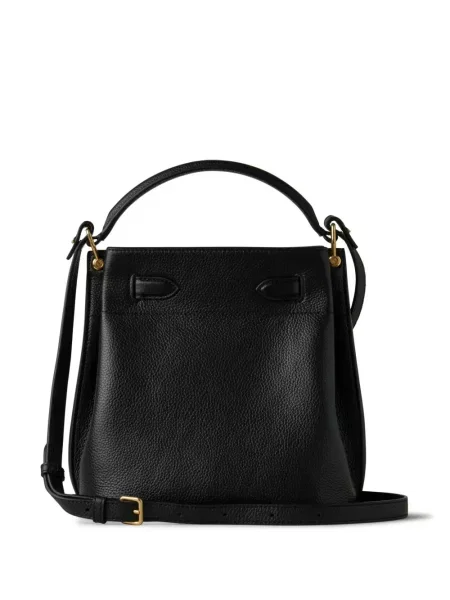 Iš natūralios odos mažas bucket stiliaus rankinė Mulberry juoda