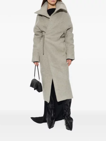 Gulerat cu centură palton Rick Owens gri