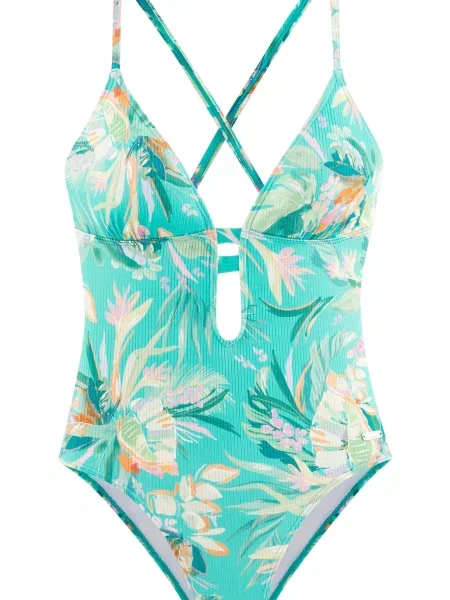 VENICE BEACH Costum de baie întreg deschis / turcoaz / verde jad bej