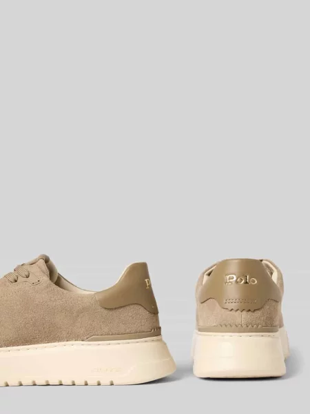 Sneakersy z wyhaftowanym logo Polo Ralph Lauren brązowe