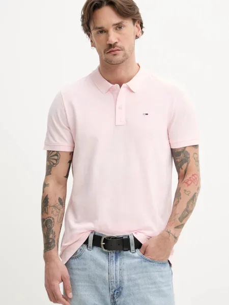 Tommy Jeans Тениска с яка и розов