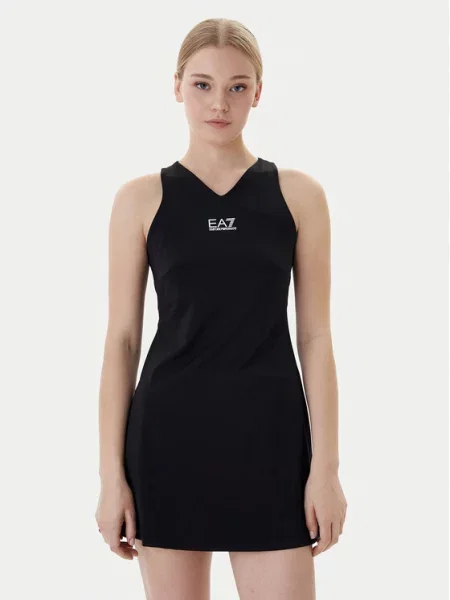 Emporio Armani sukienka sportowa mini rozkloszowana czarny
