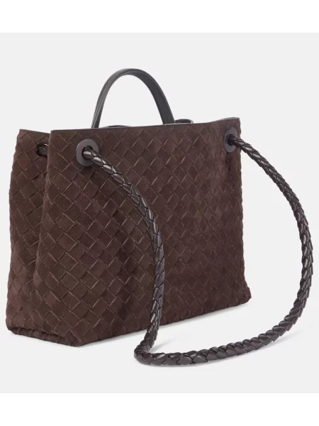 Geantă shopper Bottega Veneta din piele de căprioară maro