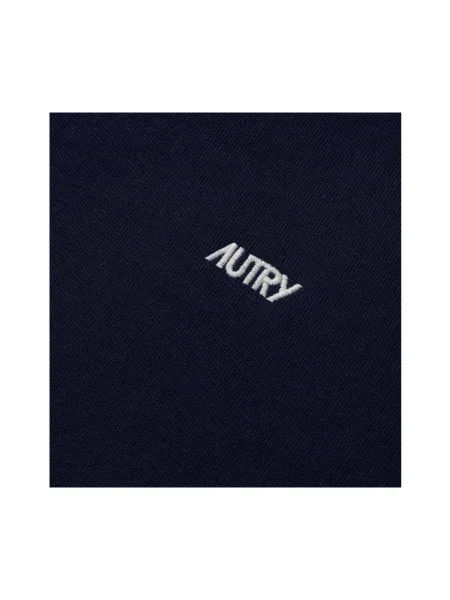 Hanorac crewneck Autry cu broderie albastru