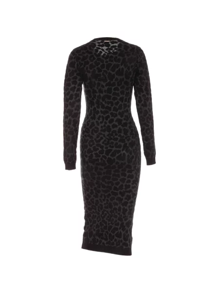 Lung rochie midi Just Cavalli cu imagine cu model leopard negru