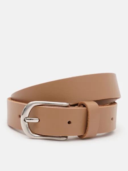 Кожаный ремень Borsa Leather с ремешками бежевый