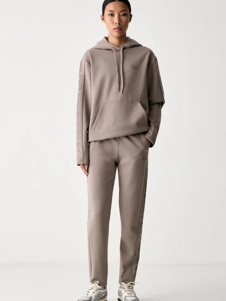 Emporio Armani Dres Beżowy ciemny brązowy