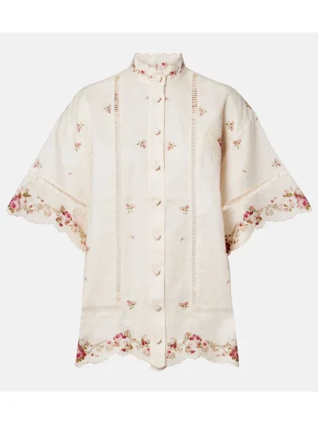 Cămașă Zimmermann de in cu model floral roz