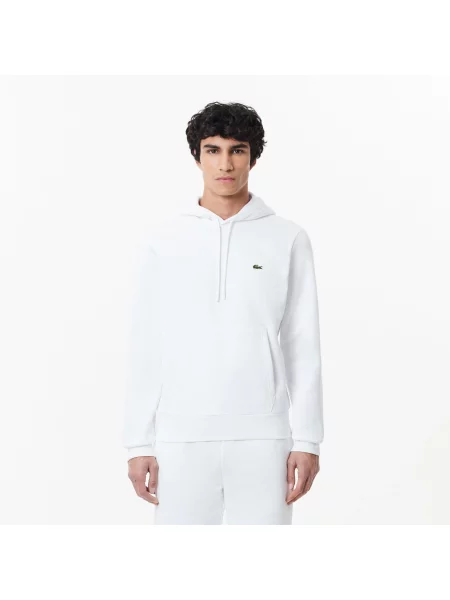 Lacoste Bluza Z Kapturem Z Bawełny Organicznej Lacoste biała