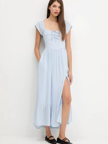 Šaty Hollister Co. maxi modrá