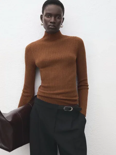 Водолазка MANGO світло-коричневий коричнева