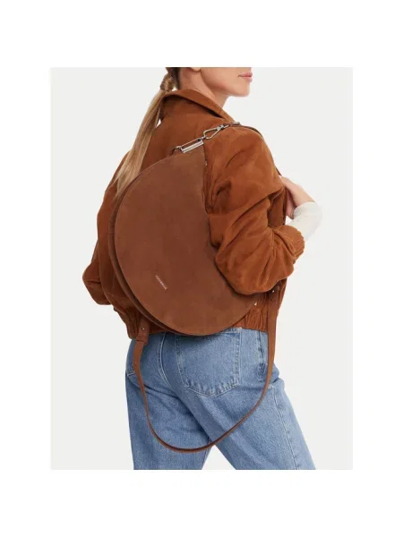 Coccinelle torebka zamszowa COCCINELLESUNUP SUEDE E1 QKG 13 01 01 brązowy