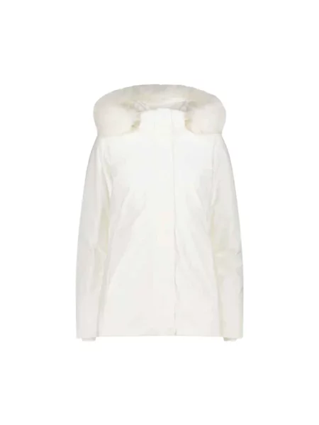 Kurtka ocieplana CMP Zip Hood Synthetic Fur b.co gesso/blue ink biała