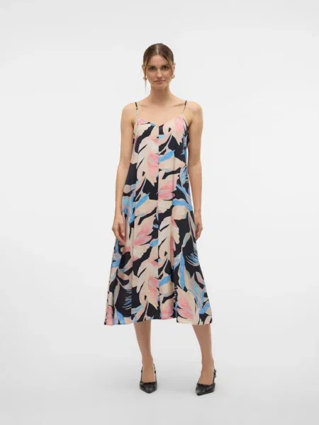 VERO MODA Šaty JOSIE svetlobéžová / azúrová / ružová čierna