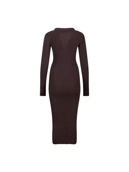 Elisabetta Franchi Rochie cu adaos de mătase maro