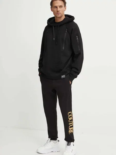 Versace Jeans Couture bluza z kapturem gładka czarny