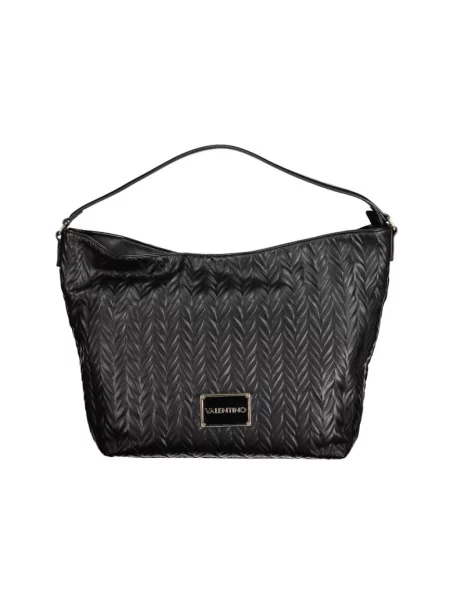 Lniana torebka hobo Valentino By Mario Valentino czarna