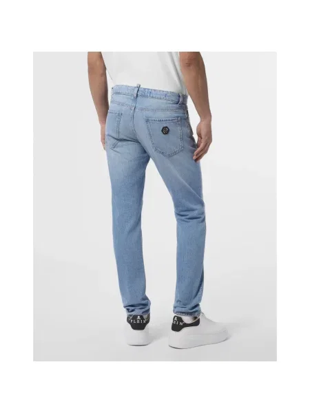 Jeansy straight leg Philipp Plein niebieskie