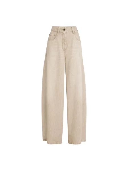 Szerokie jeansy Brunello Cucinelli beżowe