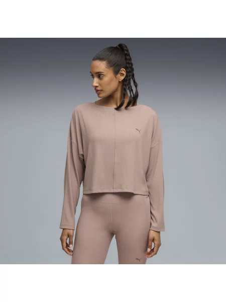 PUMA luźna koszulka CLOUDSPUN Rib o pudełkowym kroju Odzież XXS beżowy