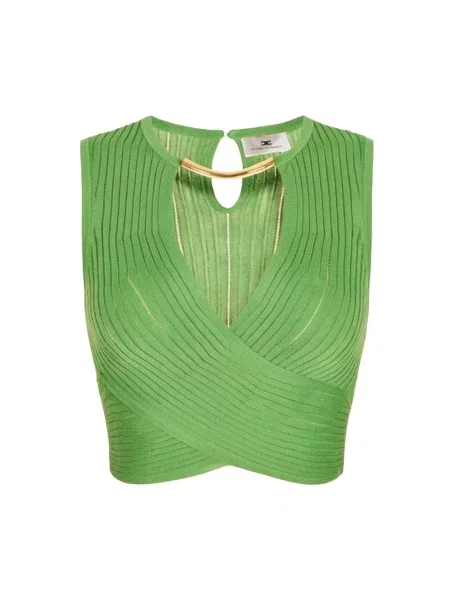 Dzianinowy top Elisabetta Franchi zielony